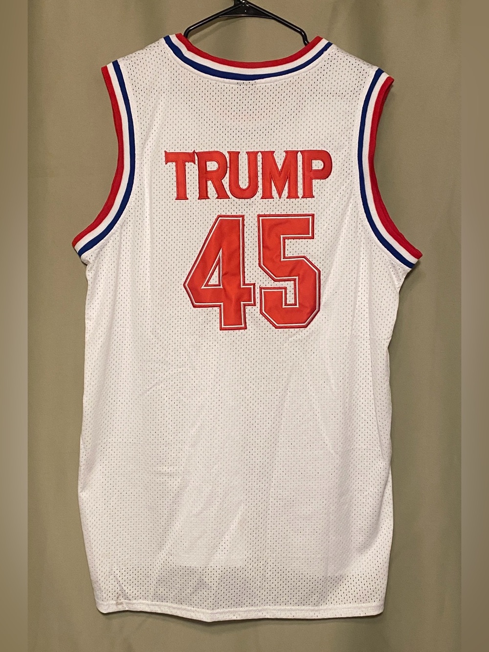 Donald Trump USA 45 White Mesh Sports Fan Basketball Jersey Mens XL
